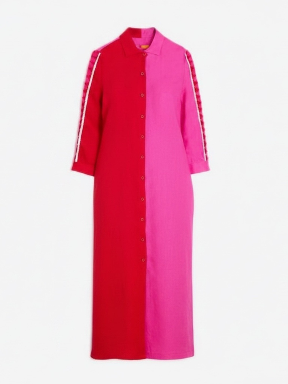 Vilagallo 100% Linen Colorblock Midi Shirt Dress (EUC)